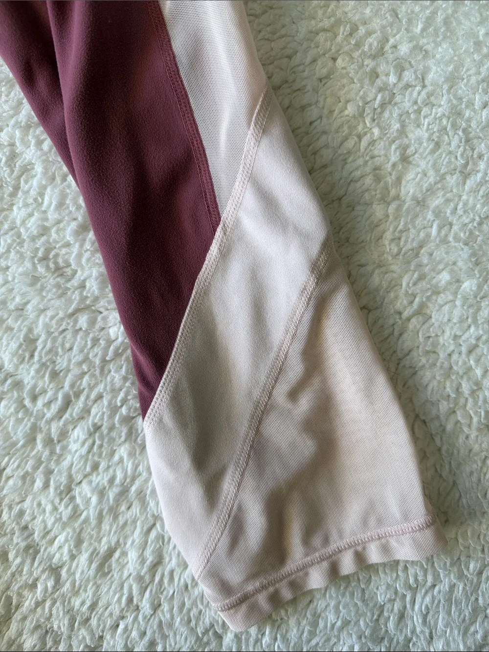 Athleta Maroon and Blush Colorblock High-Rise Capri Leggings - Picture 4 of 7